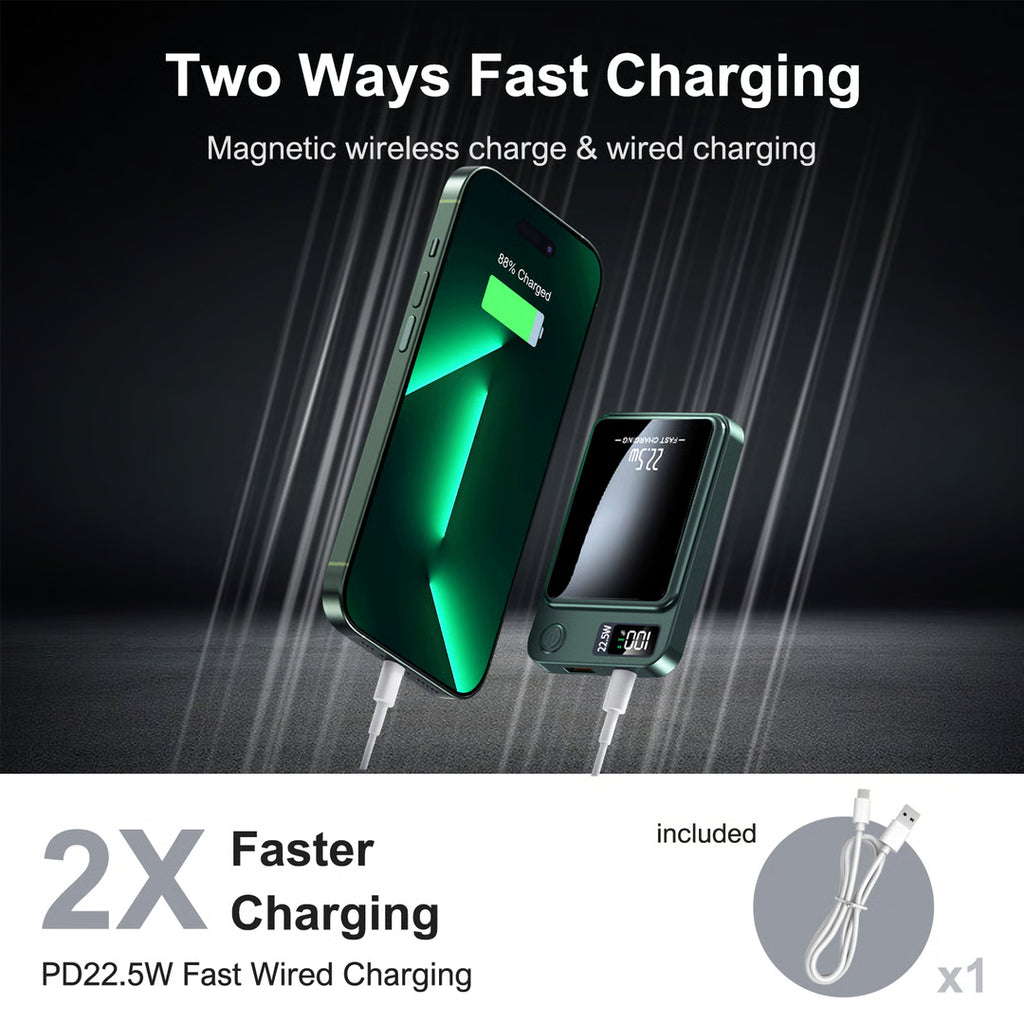 Magnetic Wireless Power Bank Portable Fast Charging Power Bank with LED Display