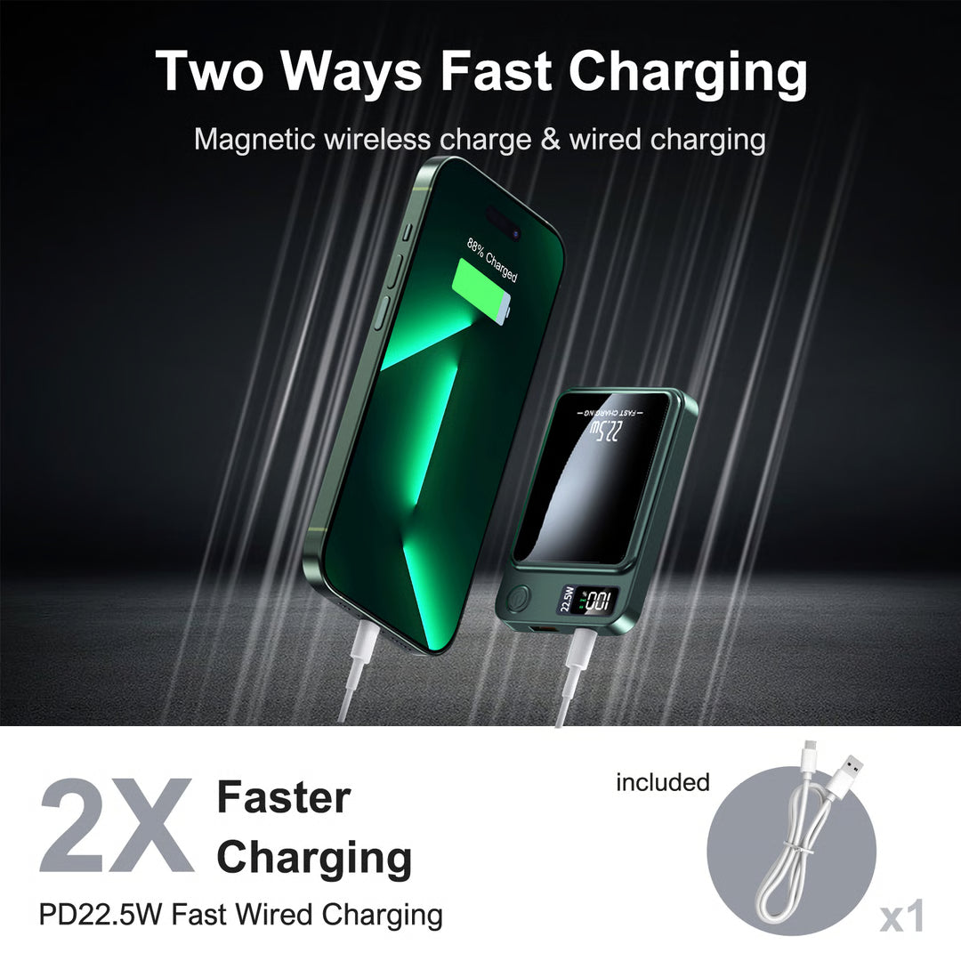 Magnetic Wireless Power Bank Portable Fast Charging Power Bank with LED Display