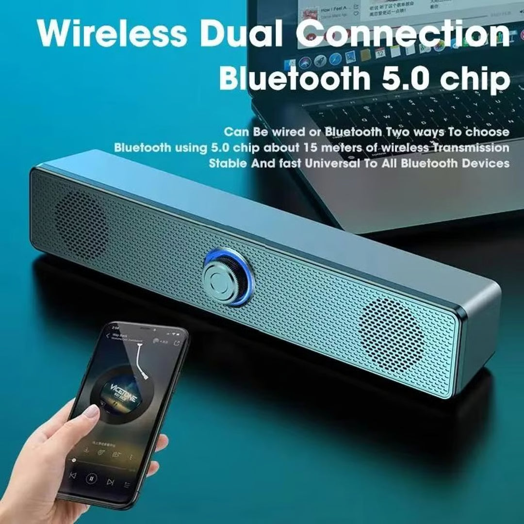 PC Bluetooth Soundbar Speaker – USB Powered Wireless & Wired Audio System