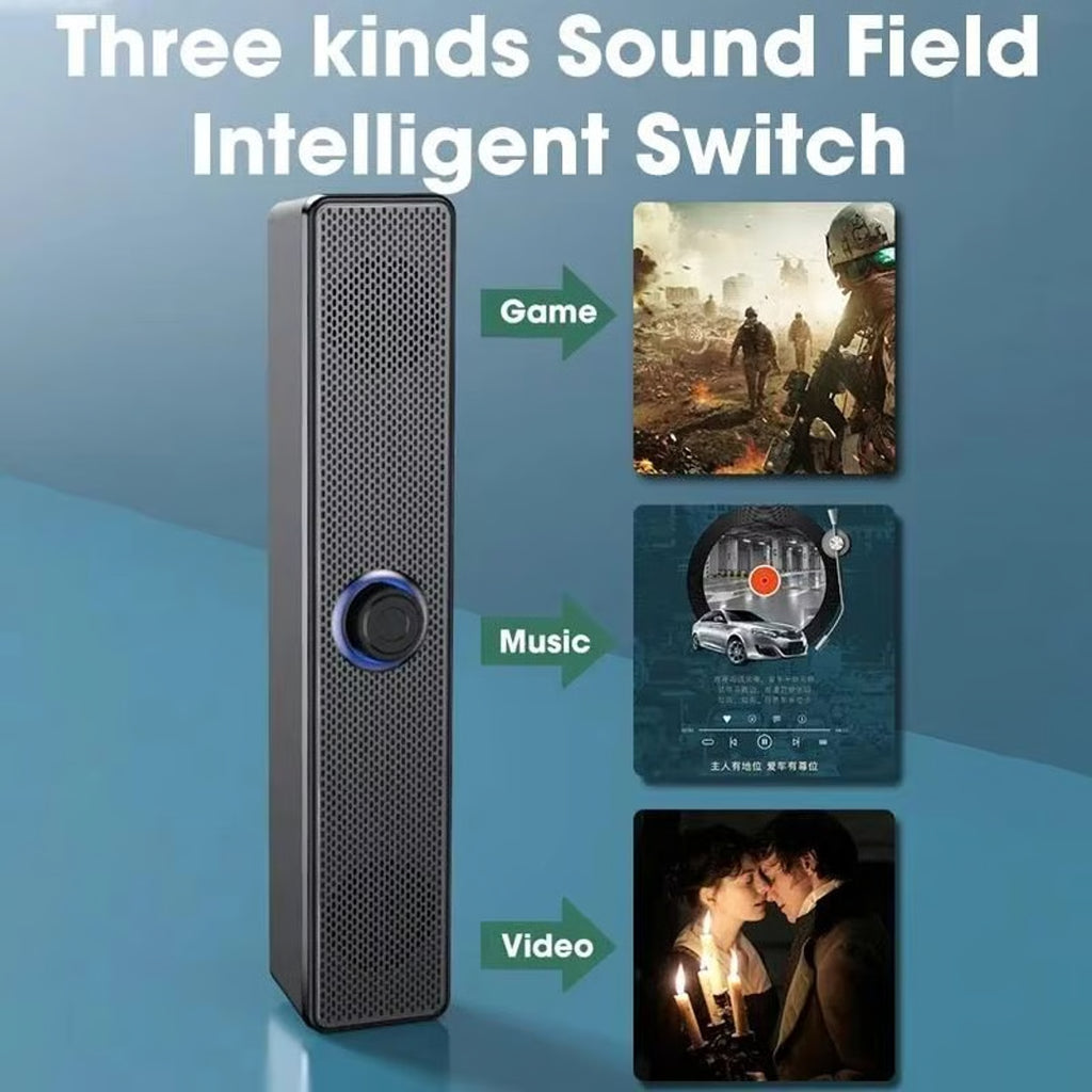 PC Bluetooth Soundbar Speaker – USB Powered Wireless & Wired Audio System