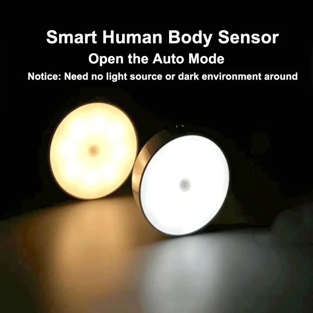 LED Smart Motion Sensor Night Light – USB Rechargeable Wireless Magnetic Lamp