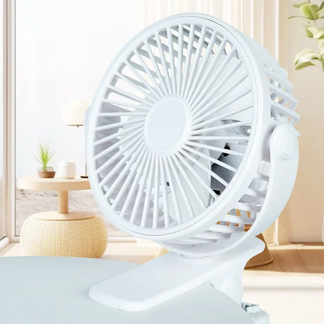 Portable USB Rechargeable Clip-On Table Fan with Night Light