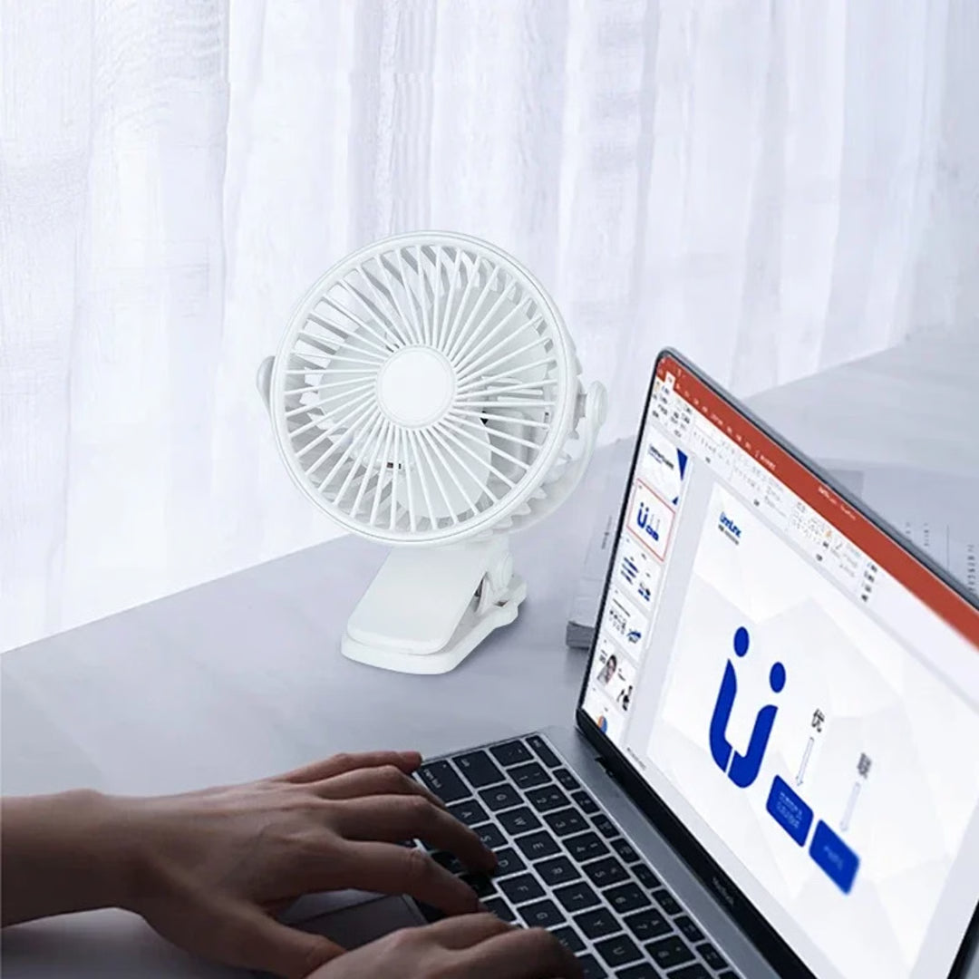 Portable USB Rechargeable Clip-On Table Fan with Night Light