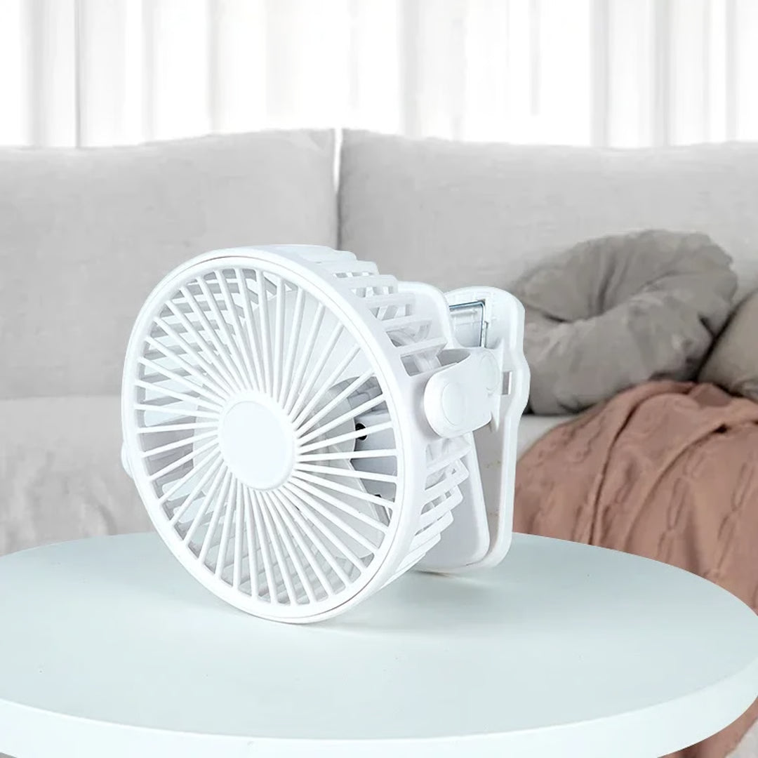 Portable USB Rechargeable Clip-On Table Fan with Night Light
