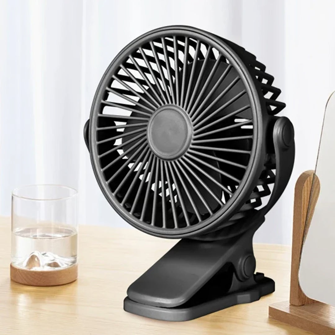 Portable USB Rechargeable Clip-On Table Fan with Night Light