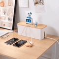 Wooden Cable Management Box for Power Strips & Charger Organization
