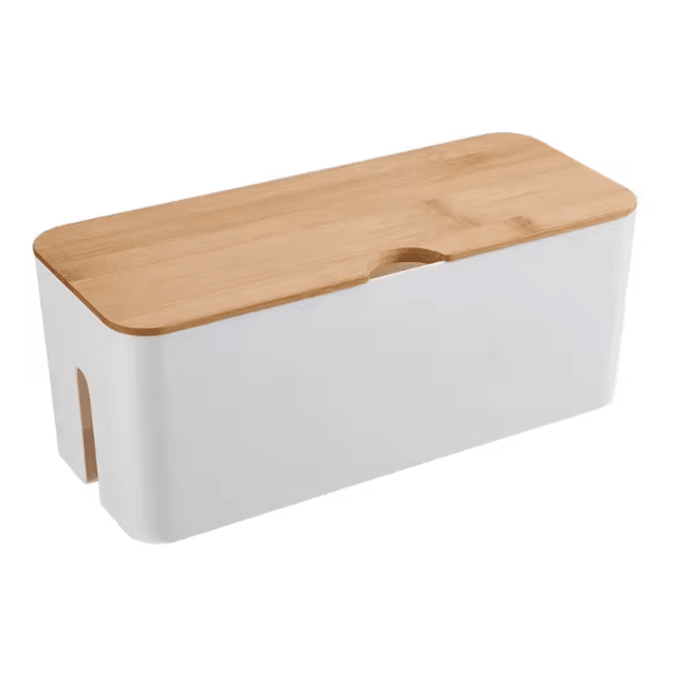 Wooden Cable Management Box for Power Strips & Charger Organization